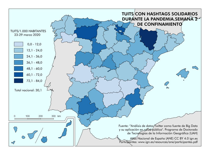 Archivo:Espana Tuits-con-hashtags-solidarios-durante-la-pandemia.-Semana-2-de-confinamiento 2020 mapa 18471 spa.jpg