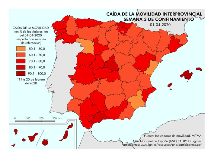 Archivo:Espana Caida-de-la-movilidad-interprovincial.-Semana-3-de-confinamiento 2020 mapa 18250 spa.jpg