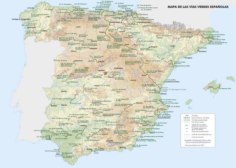 Archivo:Mapa vias verdes españolas 2025.jpg