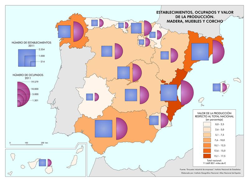 Archivo:Espana Establecimientos--ocupados-y-valor-de-la-produccion.-Madera--muebles-y-corcho 2011 mapa 13150 spa.jpg