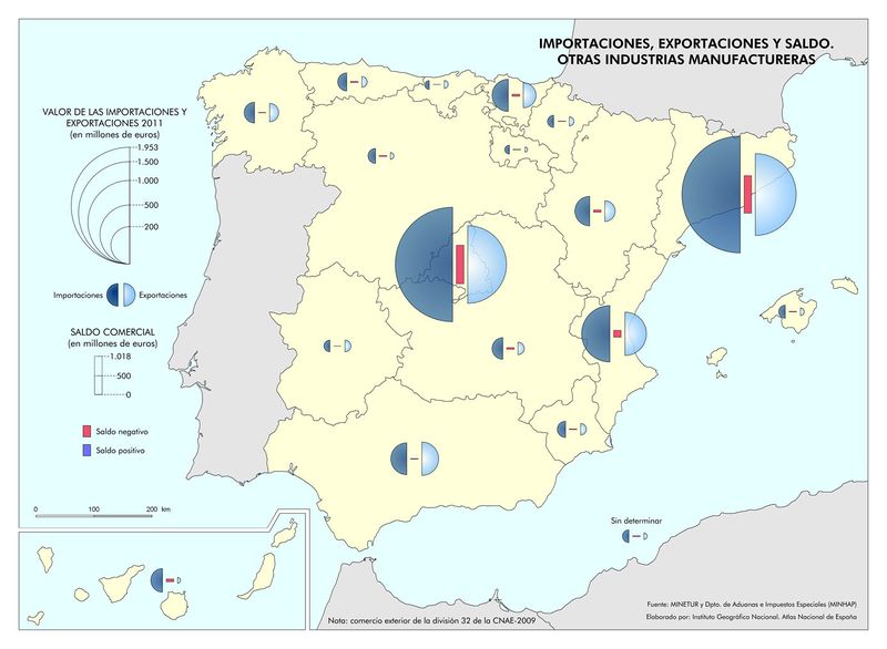 Archivo:Espana Importaciones--exportaciones-y-saldo.-Otras-industrias-manufactureras 2011 mapa 13189 spa.jpg