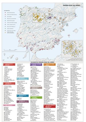 Mapa: Primera Edad del Hierro. 2014. España. PDF. Datos.