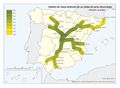 Espana Tiempo-de-viaje-despues-de-la-linea-de-alta-velocidad 1990-2016 mapa 15088 spa.jpg