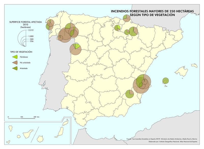 Archivo:Espana Incendios-forestales-mayores-de-250-hectareas-segun-tipo-de-vegetacion 2010 mapa 13010 spa.jpg