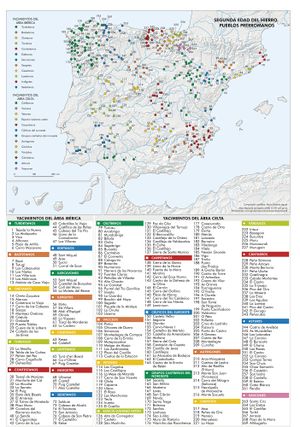 Mapa: Segunda Edad de Hierro. Pueblos prerromanos. 2014. España. PDF. Datos.